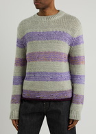 Loewe Striped-intarsia Wool-blend Jumper Grey