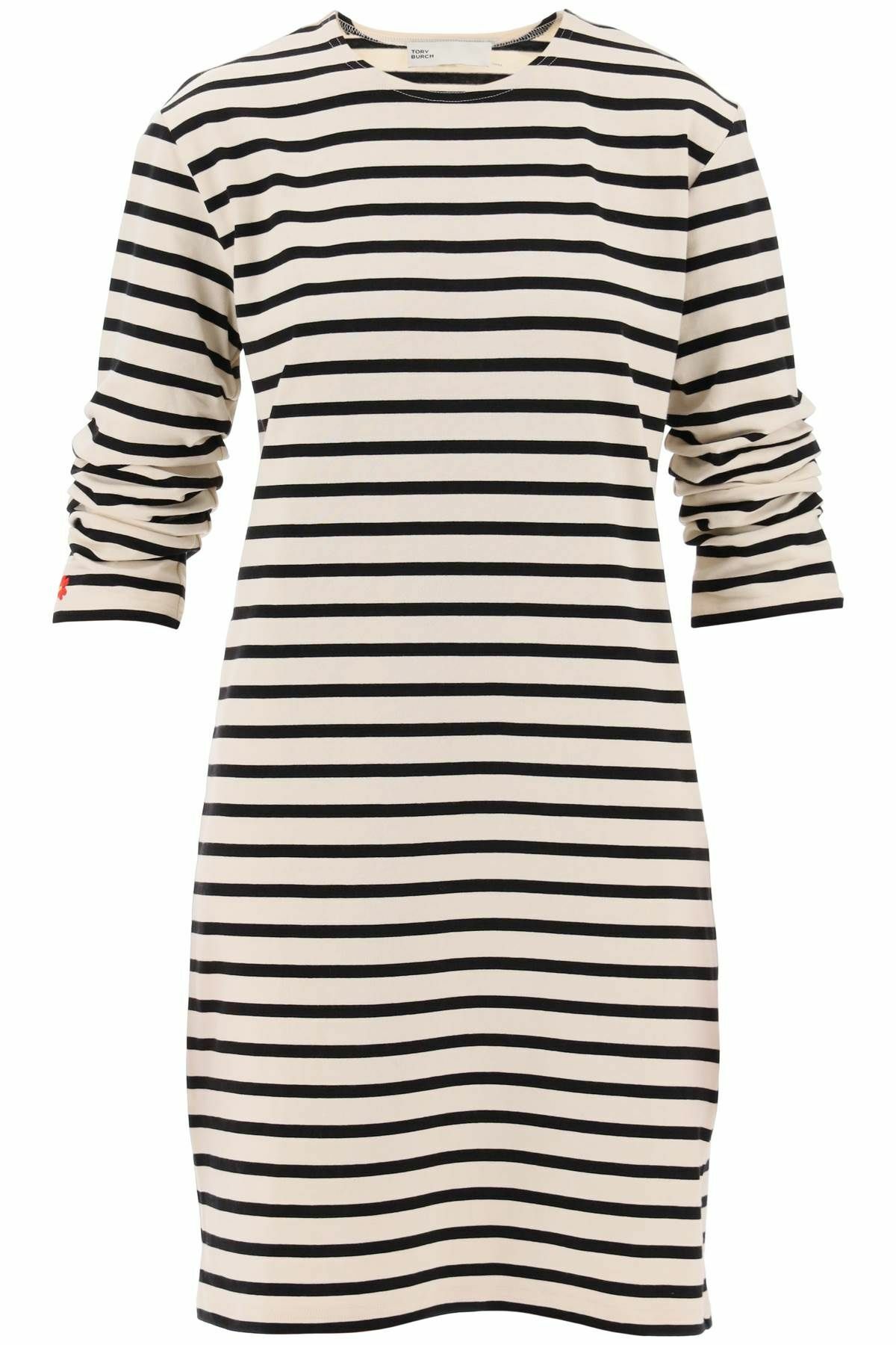 TORY BURCH "striped cotton dress with eight White