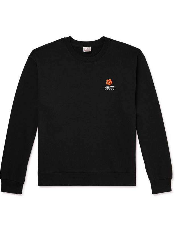 Photo: KENZO - Logo-Appliquéd Embroidered Cotton-Jersey Sweatshirt - Black
