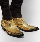 AMIRI - Distressed Metallic Suede Boots - Men - Gold