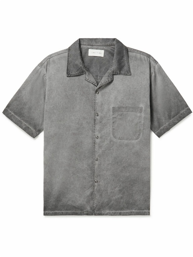 Photo: Les Tien - Camp-Collar Cotton-Gabardine Shirt - Gray