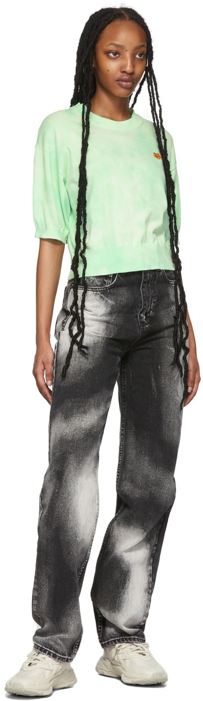 Kenzo Green Tie-Dye Tiger Crest Short Sleeve Sweater