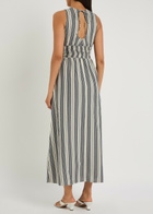 Faithfull The Brand Callista Striped Cotton Midi Dress Navy