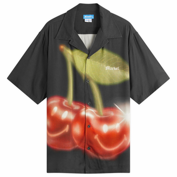 Photo: MARKET Men's Smiley Cherries Vacation Shirt in Black