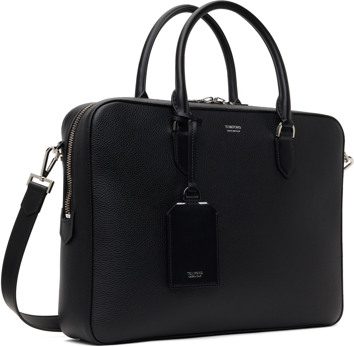 TOM FORD Black Soft Grain Leather Elliot Briefcase TOM FORD