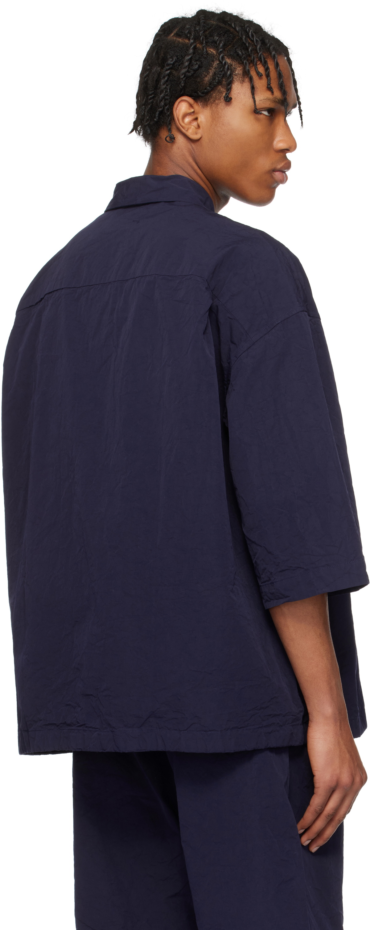 CASEY CASEY Navy Mili Volume Shirt CASEY CASEY