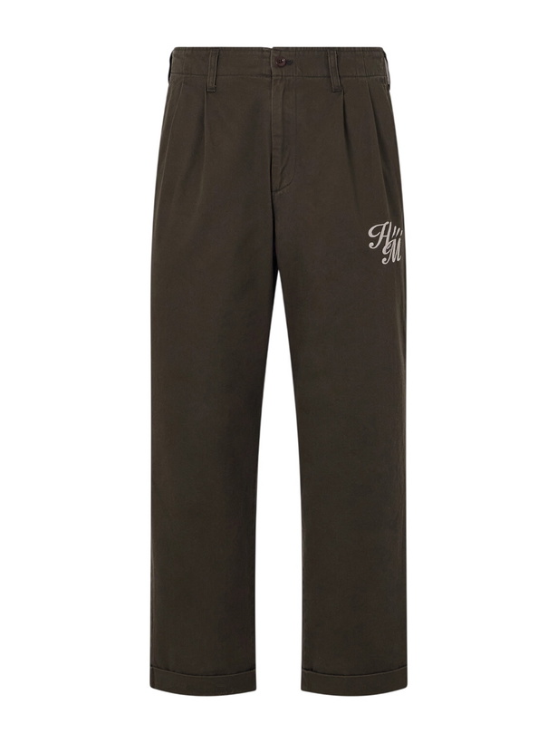 Photo: Human Made - Tapered Logo-Embroidered Pleated Cotton-Twill Trousers - Green