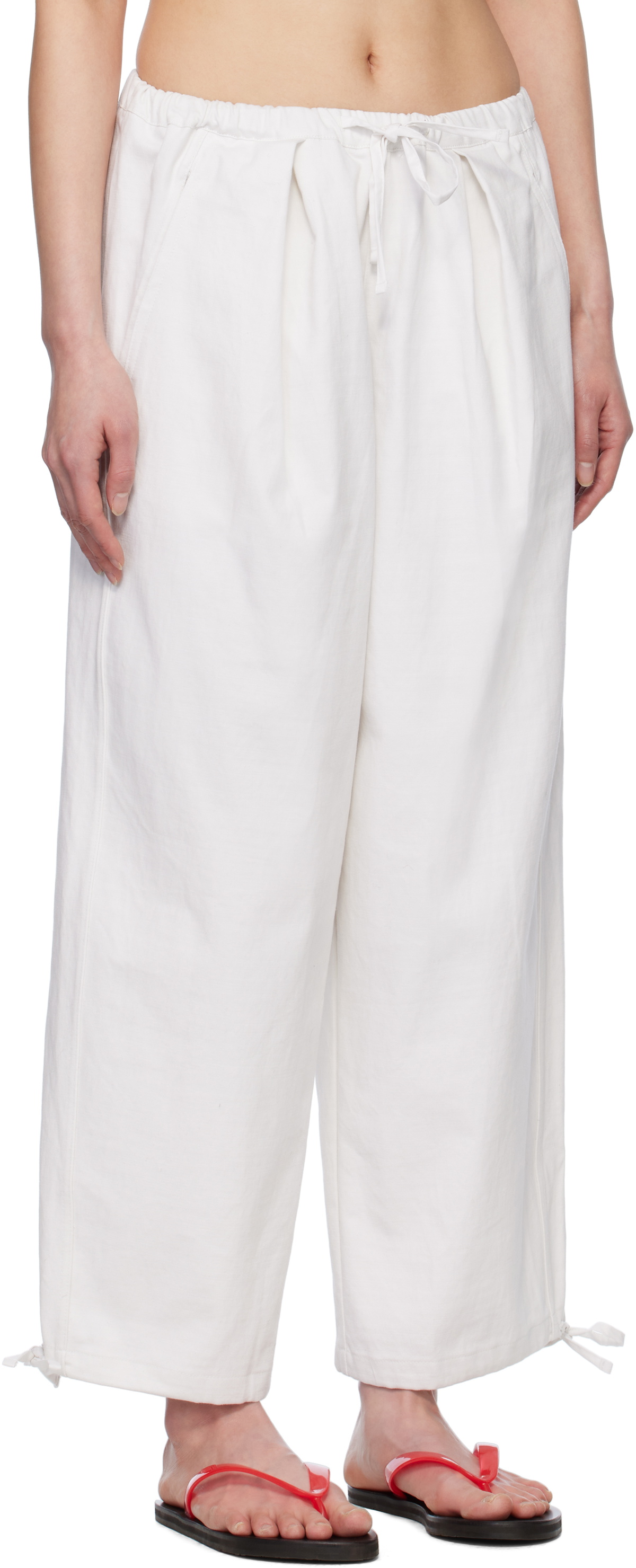 Deiji Studios White Drawcord Trousers