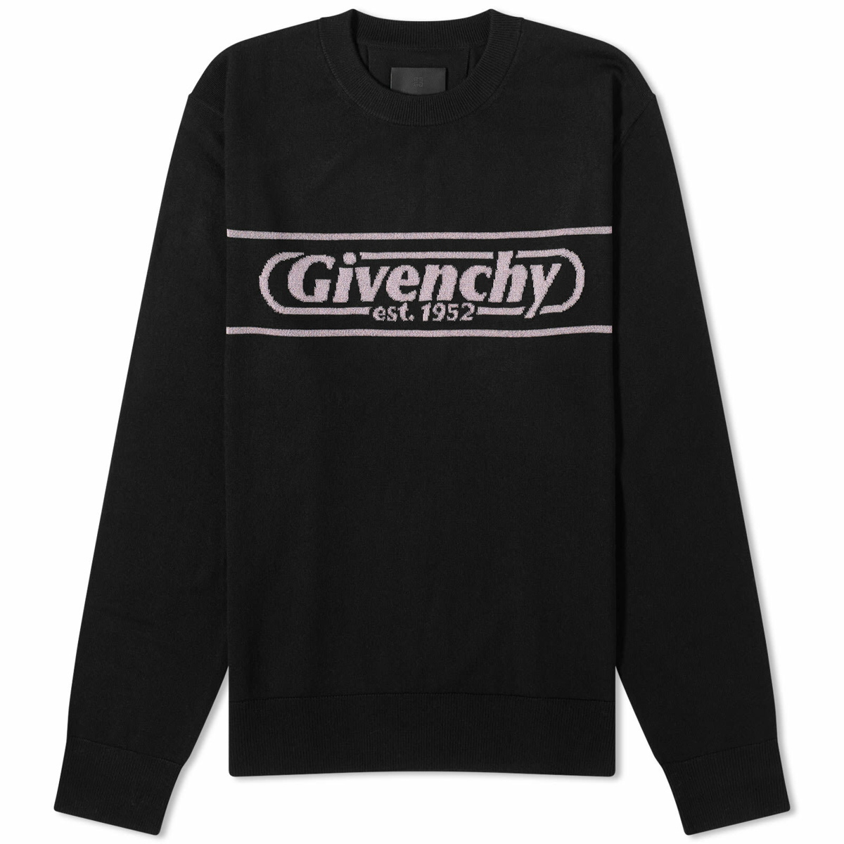 Givenchy Men's Est.1952 Logo Merino Crew Knit in Black/Pink Givenchy