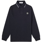 Stone Island Men's Long Sleeve Patch Polo Shirt in Navy Blue
