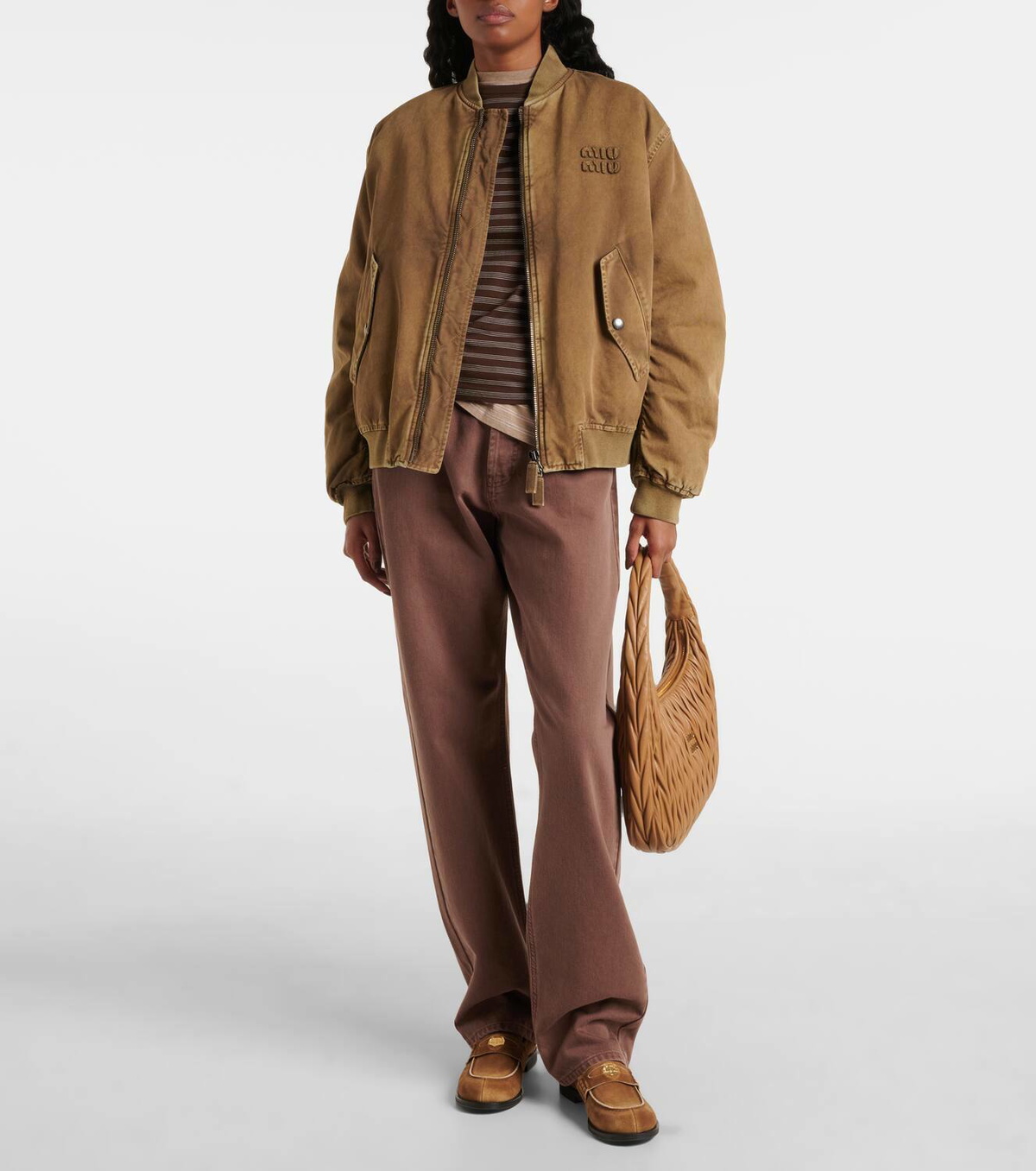 【完売必至】Miu Miu コットン ギャバジン ボンバー ジャケット Miu Miu Cotton gabardine bomber jacket Miu Miu