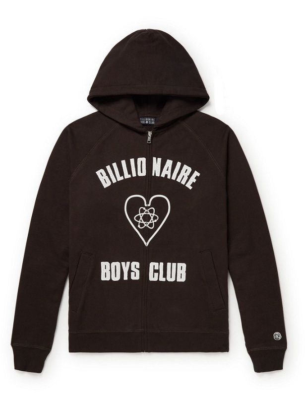 Photo: Billionaire Boys Club - Logo-Print Cotton-Jersey Zip-Up Hoodie - Brown
