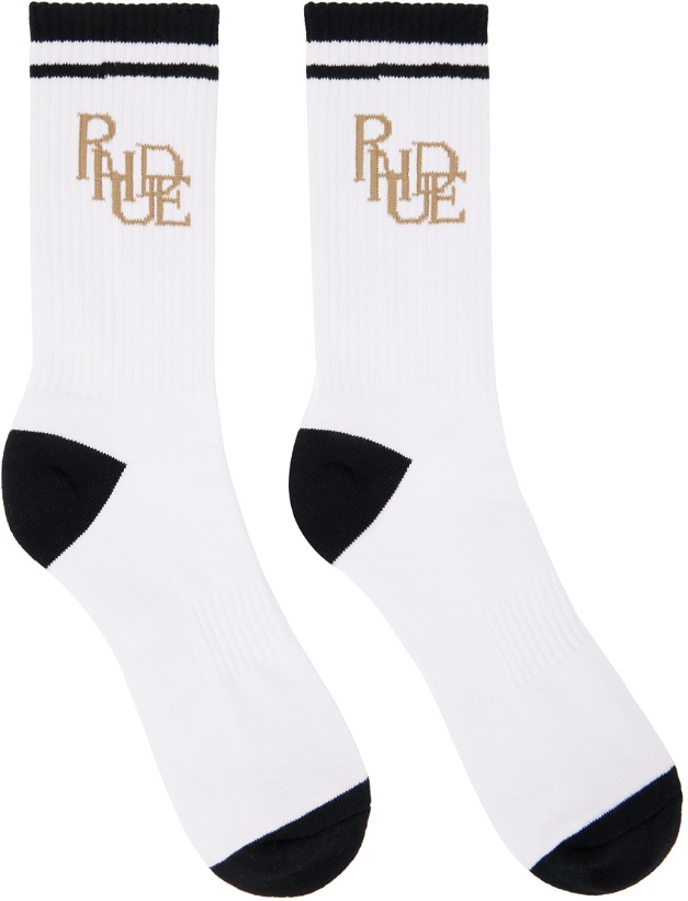 Photo: Rhude White & Black Scribble Logo Socks
