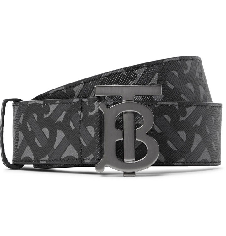 Photo: BURBERRY - 3.5cm Reversible Logo-Print E-Canvas and Leather Belt - Black