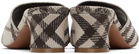 Burberry Brown & White Check Sloane Mule Heeled Sandals