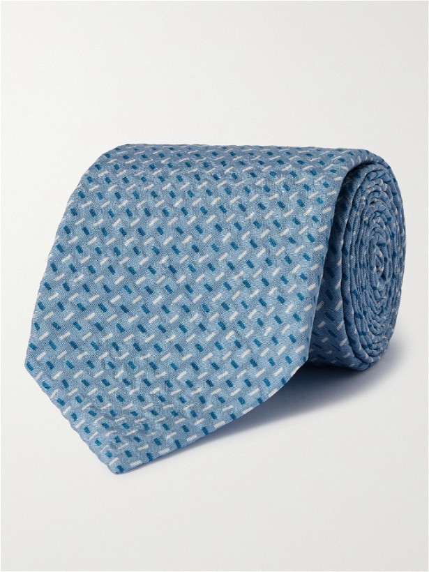 Photo: GIORGIO ARMANI - 8cm Printed Silk Tie - Blue
