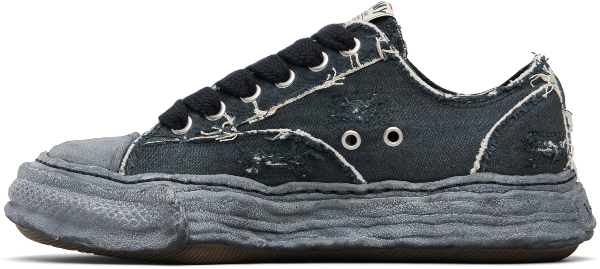 Maison MIHARA YASUHIRO Black 'Peterson23' OG Sole Ripped Overdye Canvas Sneakers