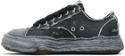 Maison MIHARA YASUHIRO Black 'Peterson23' OG Sole Ripped Overdye Canvas Sneakers