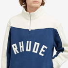 Rhude Men's Cotrast Quarter Zip Logo Jacket in Navy/Cream