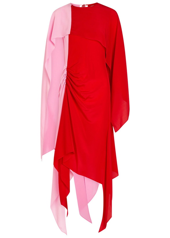 Photo: JW Anderson Cape Draped Silk-chiffon Midi Dress Red