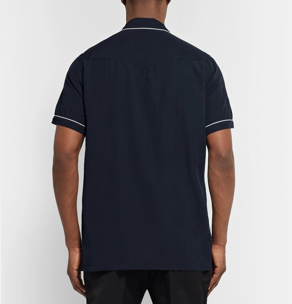 Officine Generale - Piped Lyocell Shirt - Navy Officine Generale