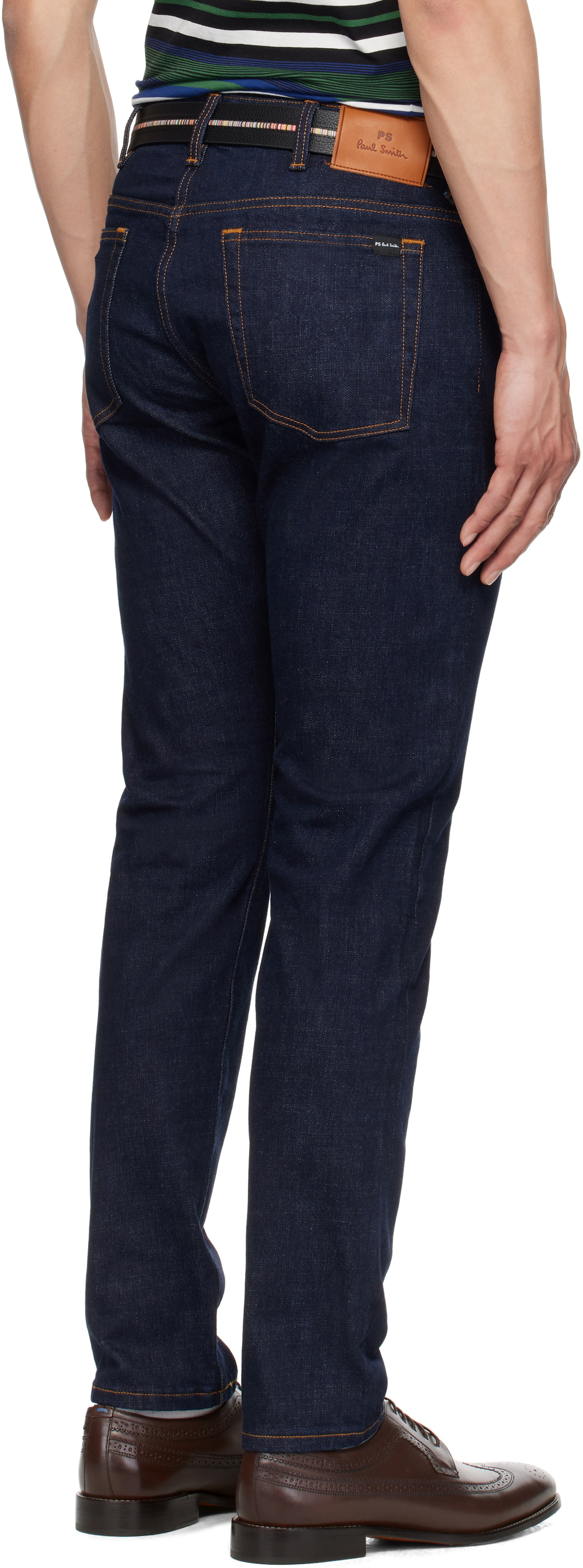 PS by Paul Smith Indigo Tapered-Fit Crosshatch Stretch Jeans