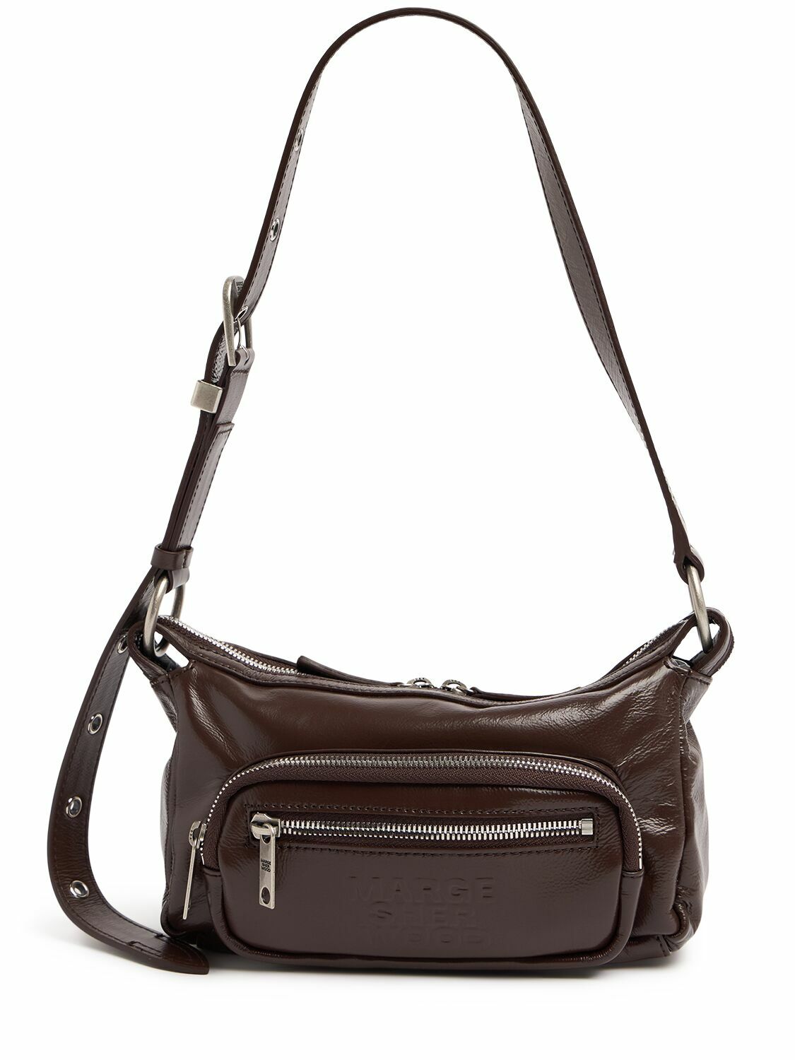 MARGE SHERWOOD Mini Outpocket Glossy Leather Hobo Bag