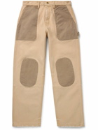Cherry Los Angeles - Safari Straight-Leg Distressed Two-Tone Cotton-Canvas Trousers - Neutrals