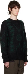 South2 West8 Black & Green Loose Sweater
