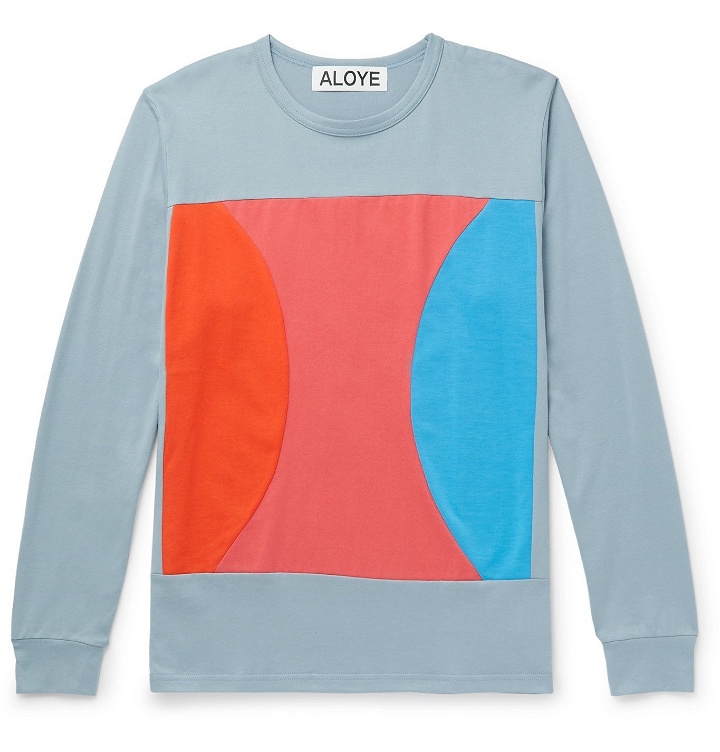 Photo: Aloye - Colour-Block Cotton-Jersey T-Shirt - Gray