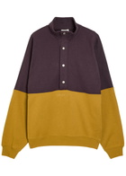 Saint Laurent Logo-embroidered Panelled Cotton Sweatshirt Brown