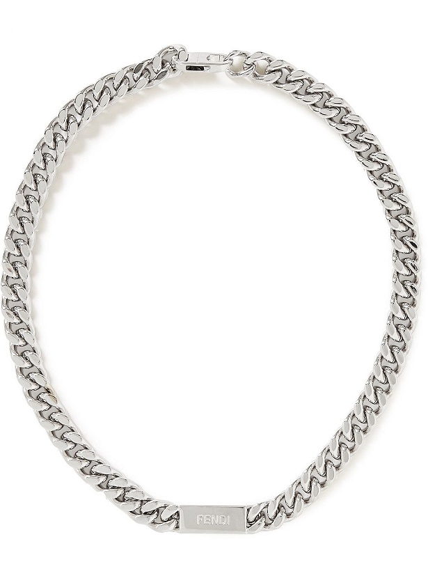 Photo: Fendi - Logo-Engraved Silver-Tone Necklace