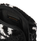 Balenciaga - Logo-Print Fleece Messenger Bag - Black