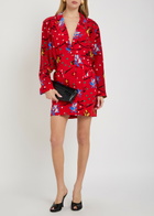 Blaze Milano Honeybelle Printed Silk Mini Shirt Dress Red