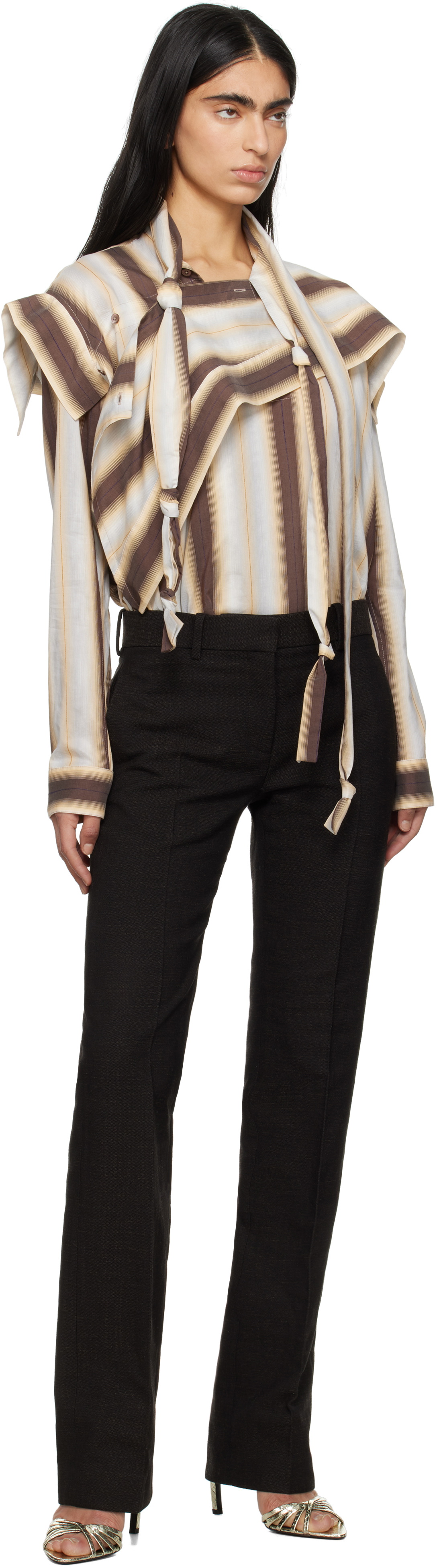 Victoria Beckham Gold Open Toe Cage Heeled Sandals