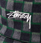 Stüssy - Brent Logo-Embroidered Checked Flannel Bucket Hat - Blue