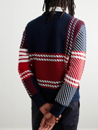 Thom Browne - Slim-Fit Appliquéd Checked Jacquard-Knit Cotton-Blend Sweatshirt - Red