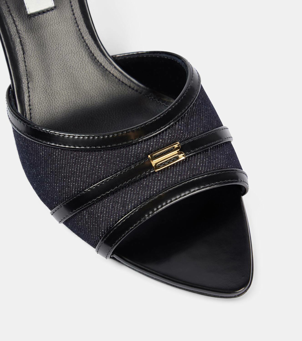【Victoria Beckham】レザートリムデニムミュール Victoria Beckham Leather-trimmed denim mules Victoria Beckham