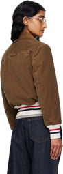 Thom Browne Brown Wale Corduroy Cropped Down Flight Jacket