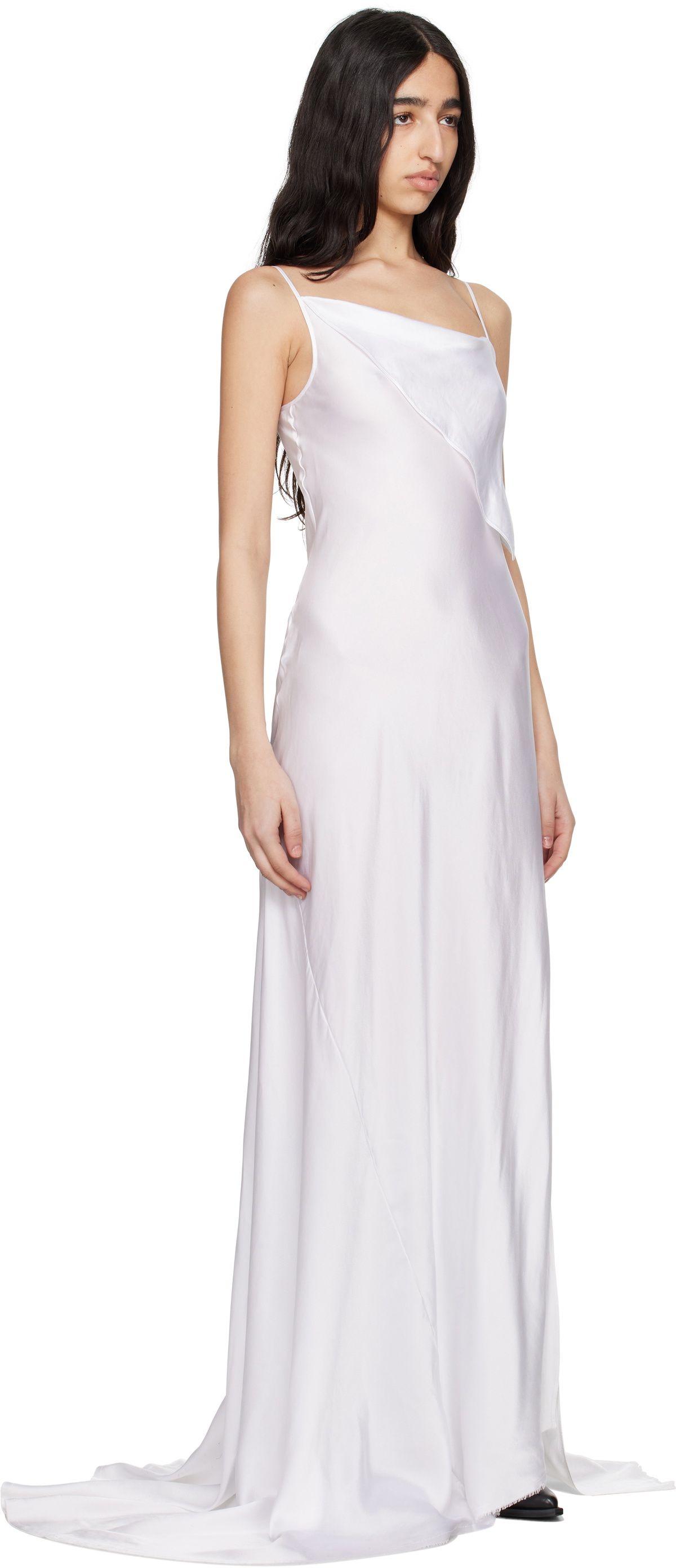 Ann Demeulemeester White Aaricia Long Bias Slip Maxi Dress