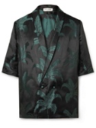 SAINT LAURENT - Shawl-Collar Satin-Jacquard Shirt - Green