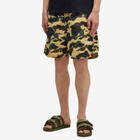 A Bathing Ape Men's 1st Camo Nylon Beach Short in Yellow
