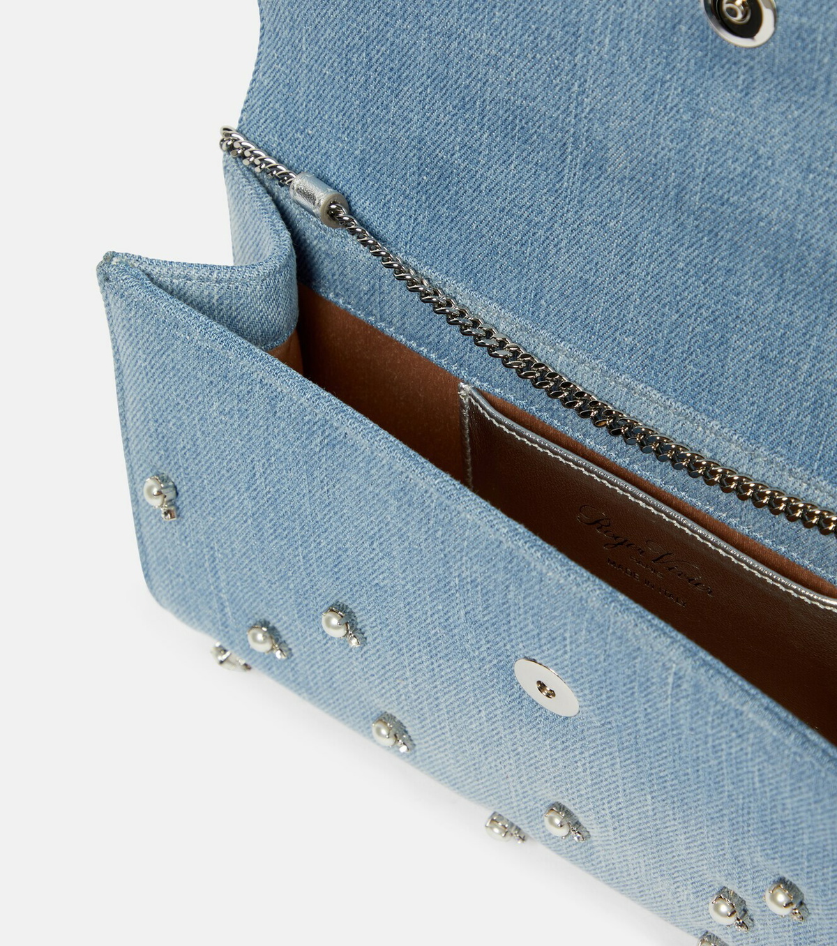 Roger Vivier Embellished denim clutch bag Roger Vivier