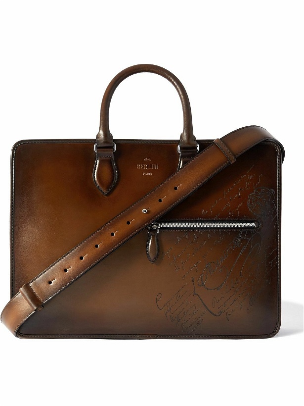 Photo: Berluti - 2 Jour Neo Scritto Venezia Leather Briefcase