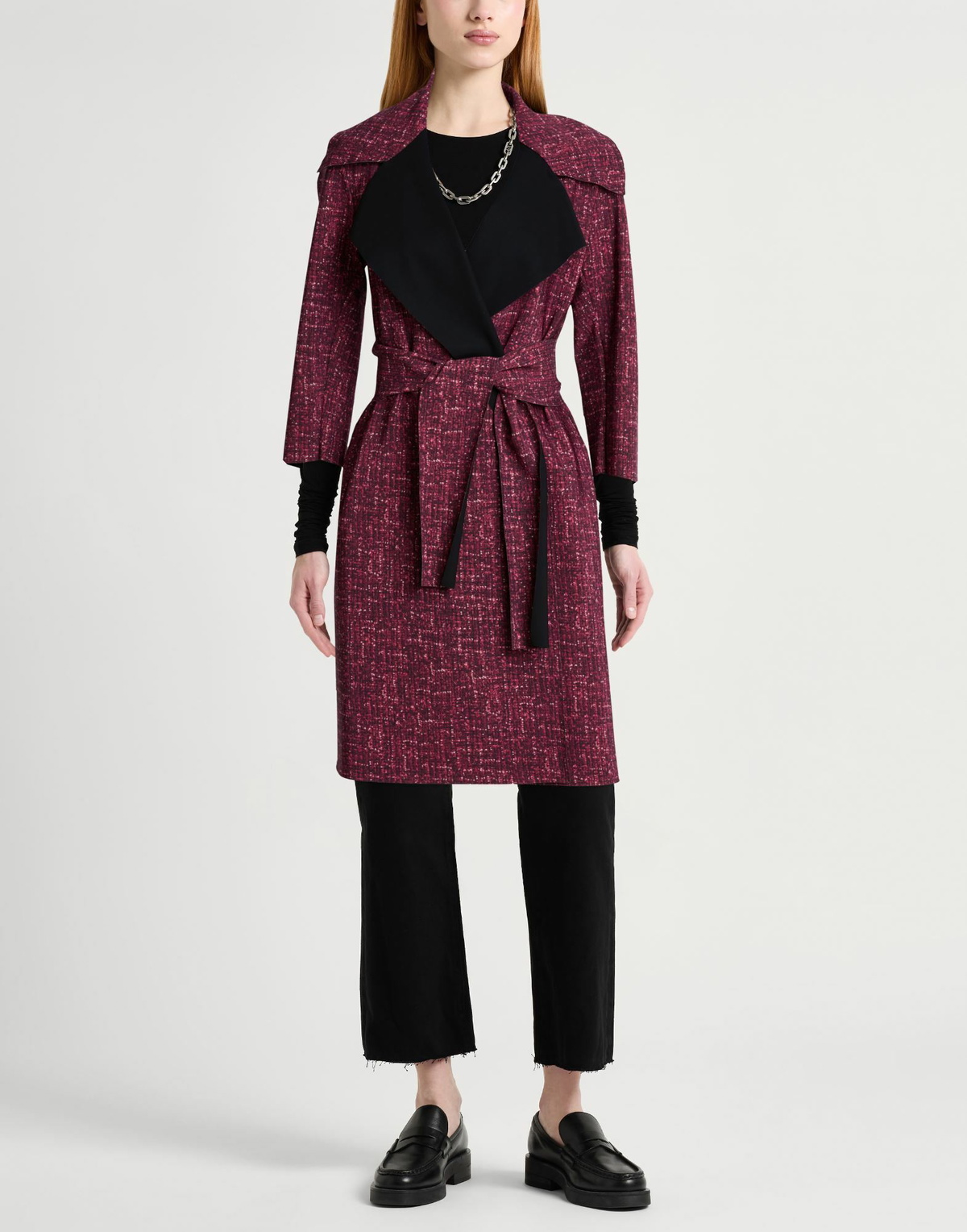 Chiara Boni La Petite Robe Womens Overcoat & Trench Coat Garnet