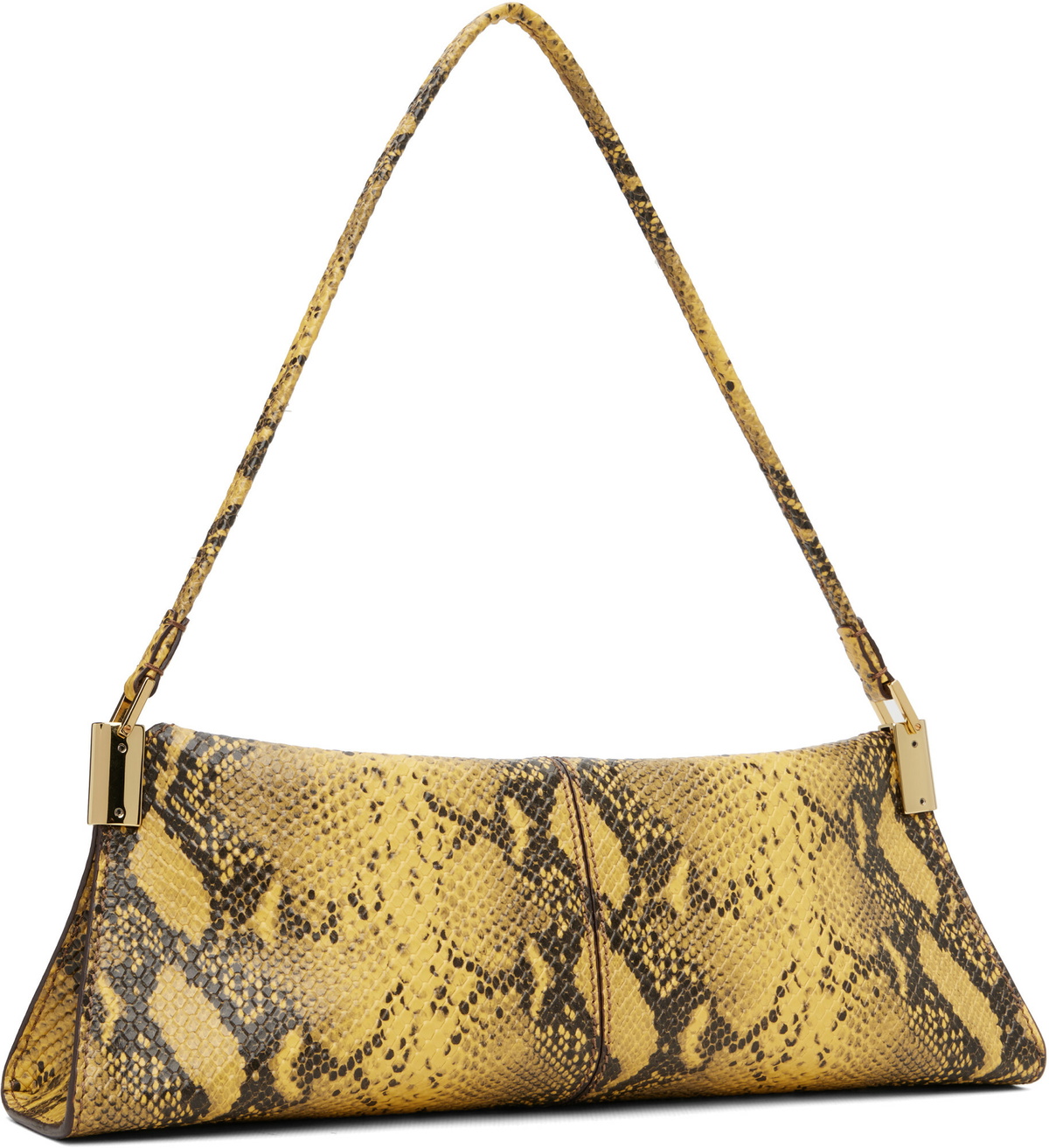 BALMAIN Yellow & Black 64-83 Small Python-Effect Leather Bag