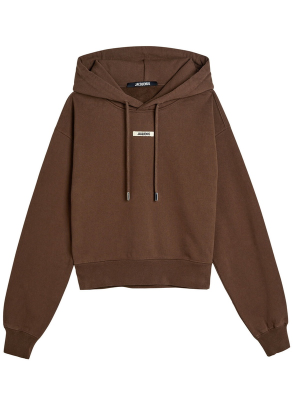 Photo: Jacquemus Le Hoodie Gros Grain Hooded Cotton Sweatshirt Brown Dark