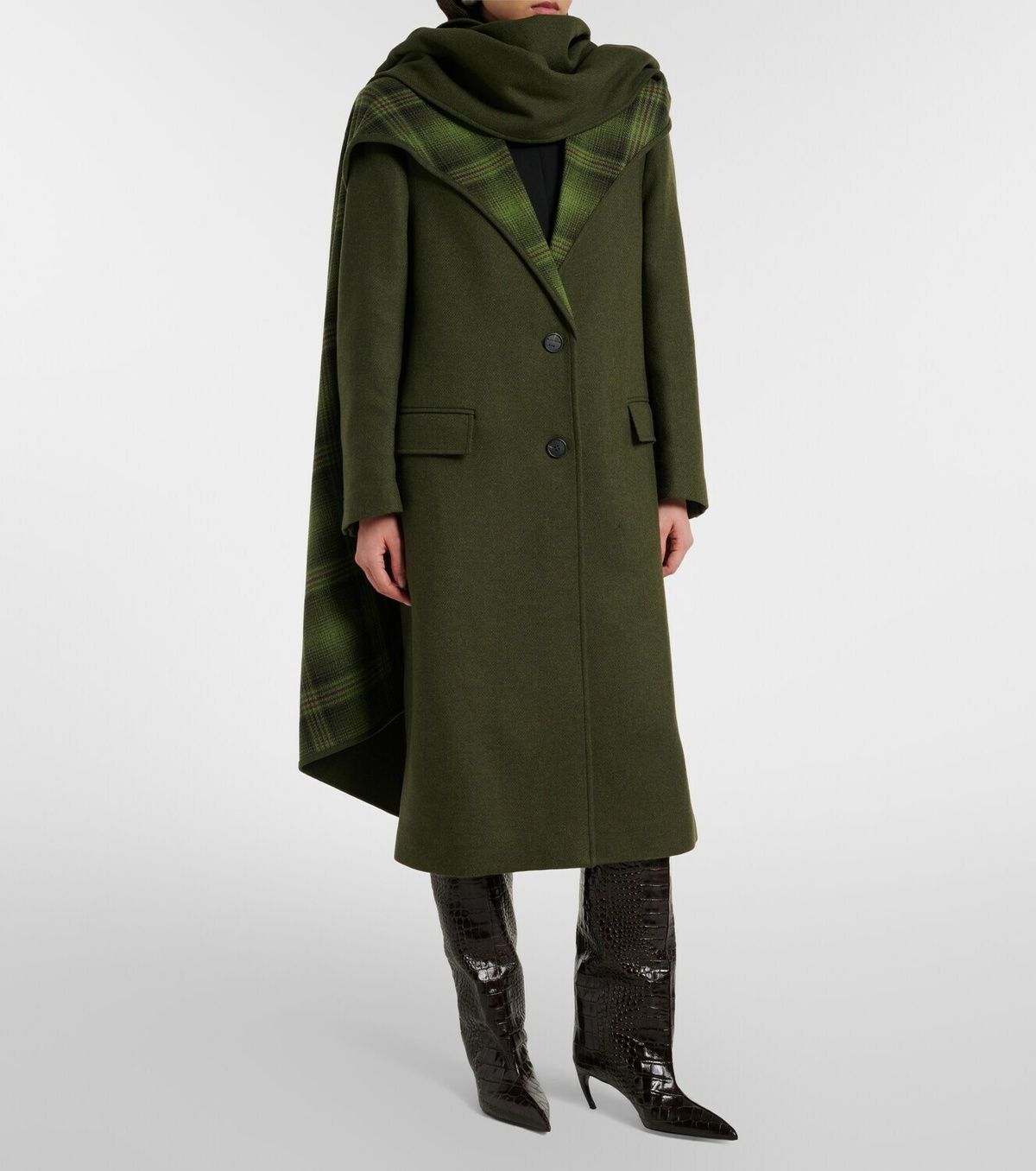 The Attico Scarf-detail wool-blend coat