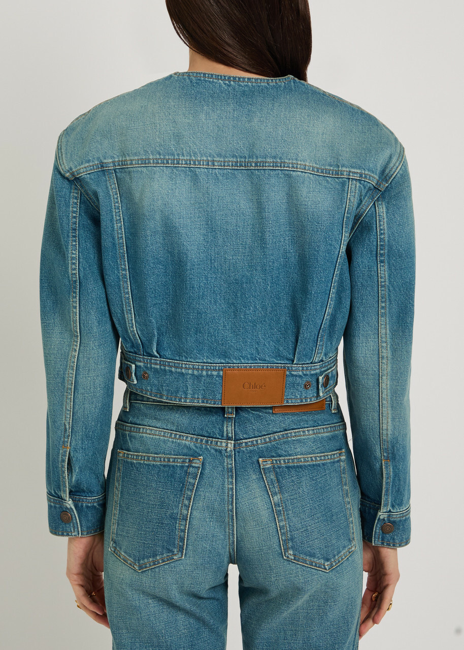 Chloe Cropped Denim Jacket Blue