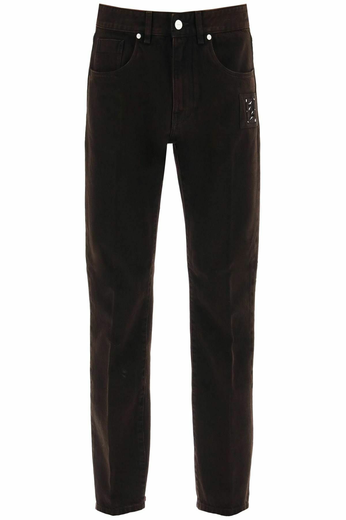 FENDI regular fit jeans in overdyed denim Brown Fendi FENDI regular fit jeans in overdyed denim Brown Fendi